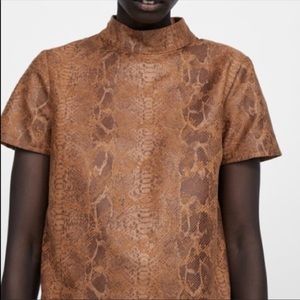 Zara Snakeskin Print Top Blouse M